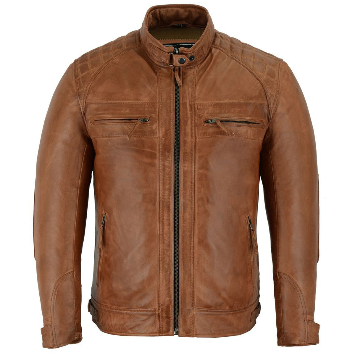 High Mileage Men's Cruiser Leather Motorcycle Jacket - TM – Vance