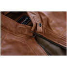Vance Leather Men's Cafe Racer Waxed Lambskin Austin Brown Motorcycle Leather Jacket- Detail