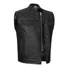 High-Mileage-HMM914P-Men's-Zipper-Snap-Closure-Leather-Club-Vest-padding-Quick Access-American-Flag-Liner-main