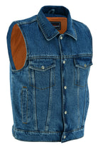 Vance VB917BL Mens Blue Jean Style Denim Motorcycle Vest-main