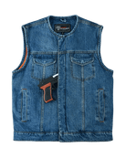 Mens-Blue-Denim-Collarless-Vest-front