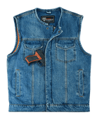 Mens-Blue-Denim-Collarless-Vest-front