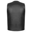 Vance VL906 Mens Black Premium Cowhide Leather Buffalo Nickel Biker Motorcycle Vest - back