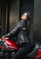 Vance Leathers "Lexi" Women's Black Soft Cowhide Braided and Studded Biker Motorcycle Riding Jacket - pic 4