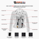 Vance Leathers "Lexi" Women's Black Soft Cowhide Braided and Studded Biker Motorcycle Riding Jacket - Graphic Info