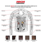 High Mileage HMM521VB Men's Vintage Brown Premium Cowhide Diamond Quilted Shoulder Leather Biker Motorcycle Riding Jacket - Infographics