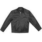 High Mileage HMM543 Premium Mens Black Leather Biker Scooter Jacket - Front Flat View