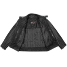 High Mileage HMM543 Premium Mens Black Leather Biker Scooter Jacket - Open View