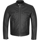 High Mileage HMM543 Premium Mens Black Leather Biker Scooter Jacket - Front View