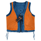 Vance-VB1042BL-Womens-Blue-Denim-V-Neck-Vest-Zipper-side-laces-Motorcycle-Vest-inner-side-view