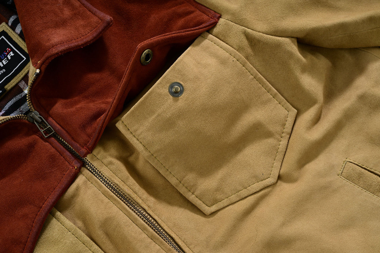 Men's Western Goat Suede Two-Tone Leather Jacket – Vance Leathers
