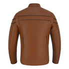 Men's Cognac Brown Premium Cowhide Cafe Racer Leather Motorcycle Jacket with Zipper Vents - Back