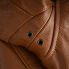 Men's Cognac Brown Premium Cowhide Cafe Racer Leather Motorcycle Jacket with Zipper Vents - Underarm