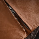 Men's Cognac Brown Premium Cowhide Cafe Racer Leather Motorcycle Jacket with Zipper Vents - zipper