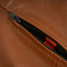 Men's Cognac Brown Premium Cowhide Cafe Racer Leather Motorcycle Jacket with Zipper Vents - Vents zipper