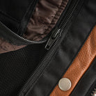 Men's Cognac Brown Premium Cowhide Cafe Racer Leather Motorcycle Jacket with Zipper Vents - Removable Liner
