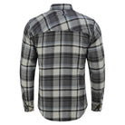 mens-charcoal-checkered-long-sleeve-plaid-button-down-casual-flannel-shirt-corduroy-collar-cuffs-back-view