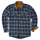 mens-keen-midnight-long-sleeve-plaid-button-down-casual-flannel-shirt-corduroy-collar-cuffs-flat-front-view