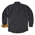 mens-dark-truffle-long-sleeve-plaid-button-down-casual-flannel-shirt-corduroy-collar-cuffs-flat-back-view