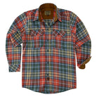 mens-ember-color-long-sleeve-plaid-button-down-casual-flannel-shirt-corduroy-collar-cuffs-flat-front-view