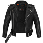 Vance VL516 Black Classic Motorcycle Leather Biker Jacket-Open