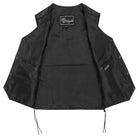 Vance Kids Black Cowhide Leather Side Lace Motorcycle Biker Vest - inside