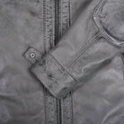 Men's Cafe Racer Waxed Lambskin Distressed Grey Motorcycle Leather Jacket - cuff