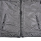 Men's Cafe Racer Waxed Lambskin Distressed Grey Motorcycle Leather Jacket - hand pocket