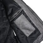 Men's Cafe Racer Waxed Lambskin Distressed Grey Motorcycle Leather Jacket - inside pocket