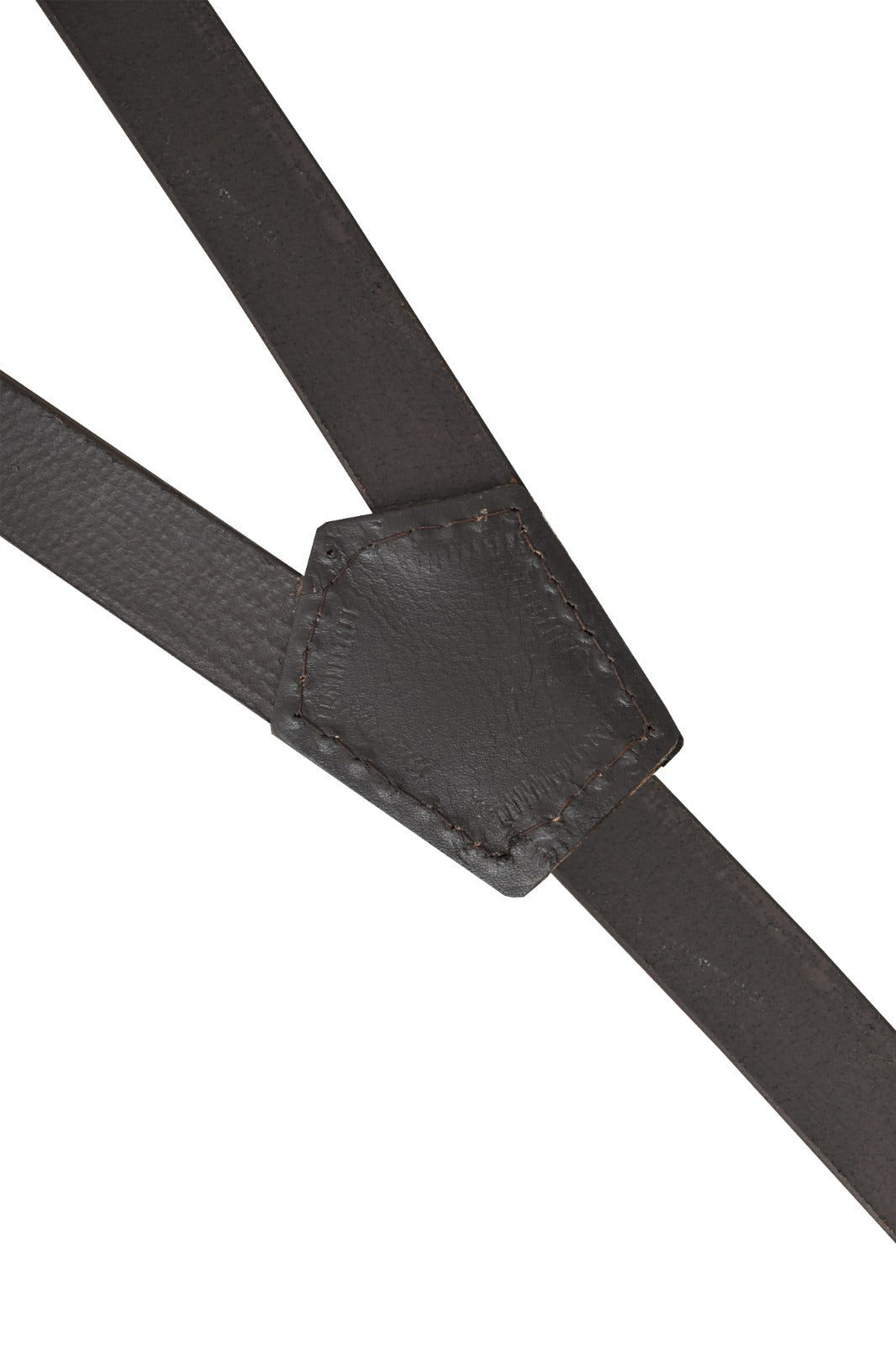 Men’s Premium Leather Y-Back Suspenders, Heavy-Duty Adjustable Braces w/ Brass Swivel Snap Hooks for Jeans & Trousers - strap with a stitched hexagonal connector