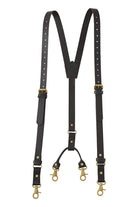 Men’s Premium Leather Y-Back Suspenders, Heavy-Duty Adjustable Braces w/ Brass Swivel Snap Hooks for Jeans & Trousers