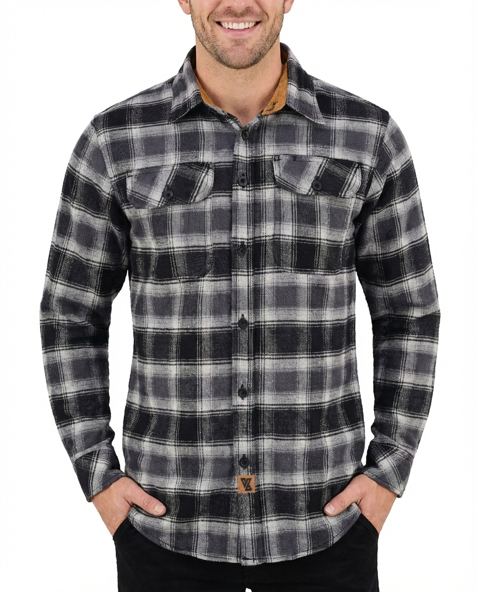 Castlerock Men's Long Sleeve Plaid Button Down Casual Flannel Shirt - Pic