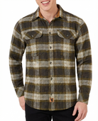 Tuscan Gold Men's Long Sleeve Plaid Button Down Casual Flannel Shirt - Pic