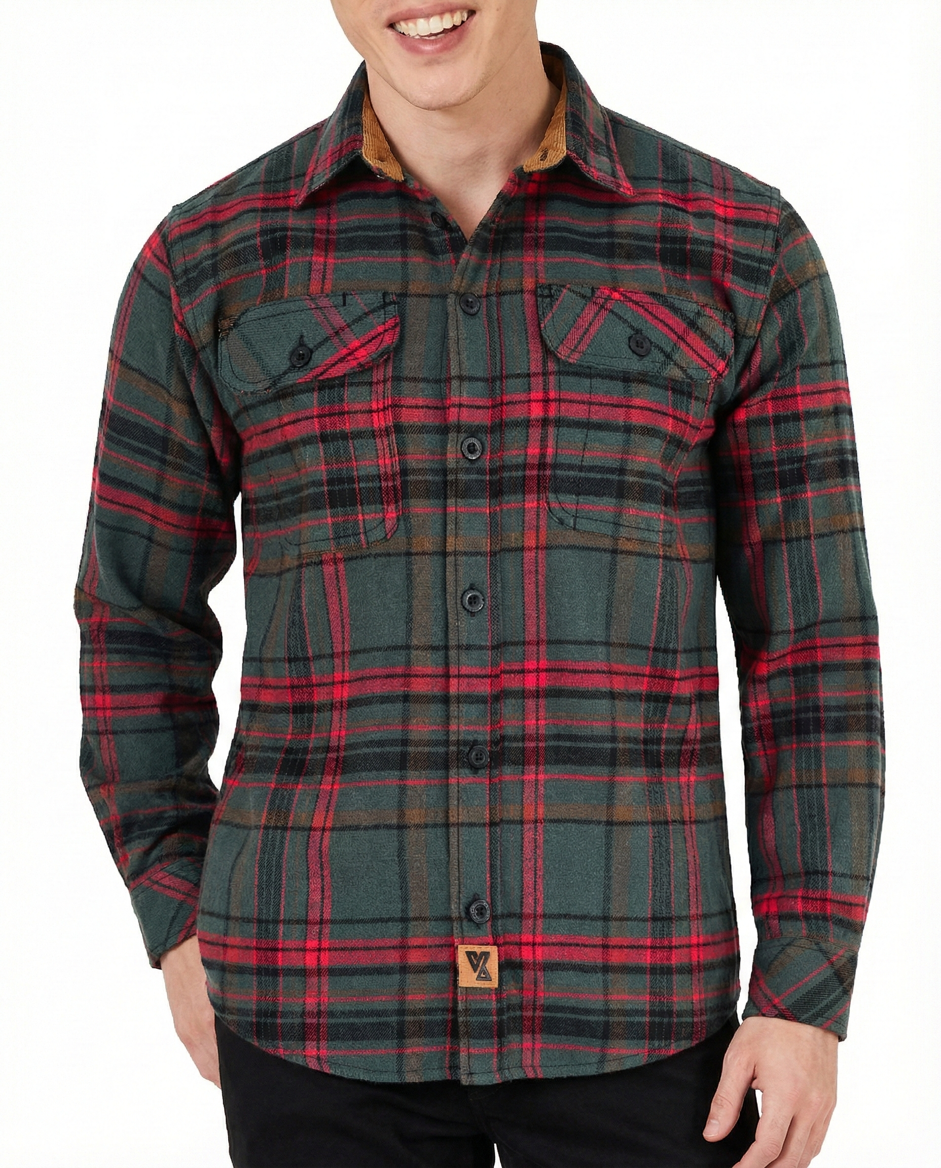 Woodlot Men's Long Sleeve Plaid Button Down Casual Flannel Shirt - PIc