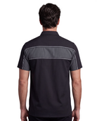 Vance Leather Men's Black Grey Short Sleeve Button Down Two Pockets Soft Casual Shirt - back