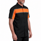 Vance Leather Men's Black Orange Short Sleeve Button Down Two Pockets Soft Casual Shirt - side