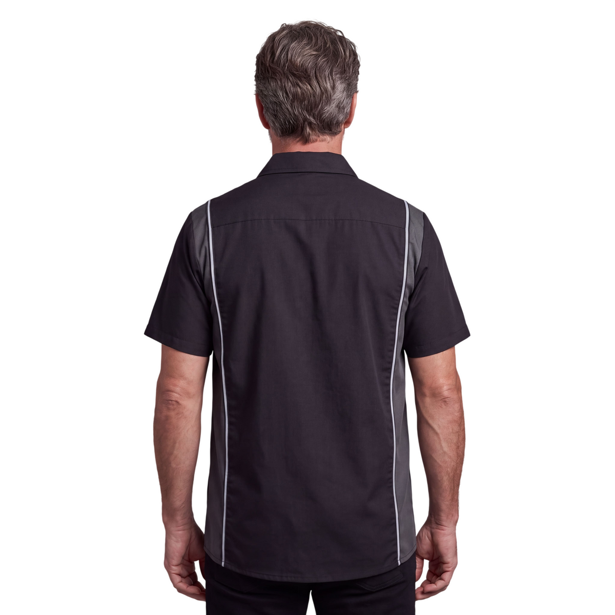 Men's Work Shirts Black with Grey sides - back
