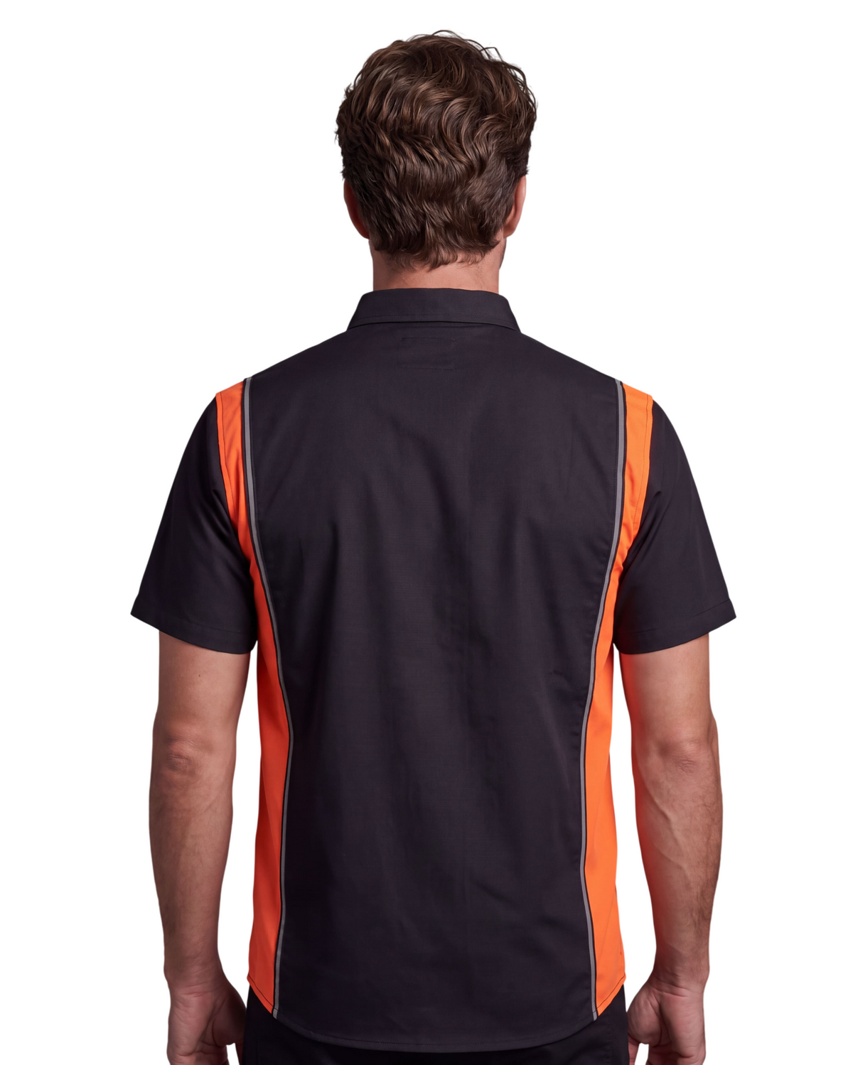 Men's Work Shirts Black with Orange Sides - back