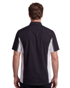 Vance Men's Heavy-Duty Button up Mechanic Work Shirt w Reflective Strip White Sides - back