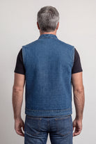 Mens Sky Blue Denim Club Vest w/ Concealed Carry - back pose