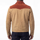 Men's Western Goat Suede Two-Tone Leather Jacket - back pose