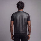 Mens Black Premium Cowhide Leather Motorcycle Vest With Quick Access Conceal Carry Pockets - back pose