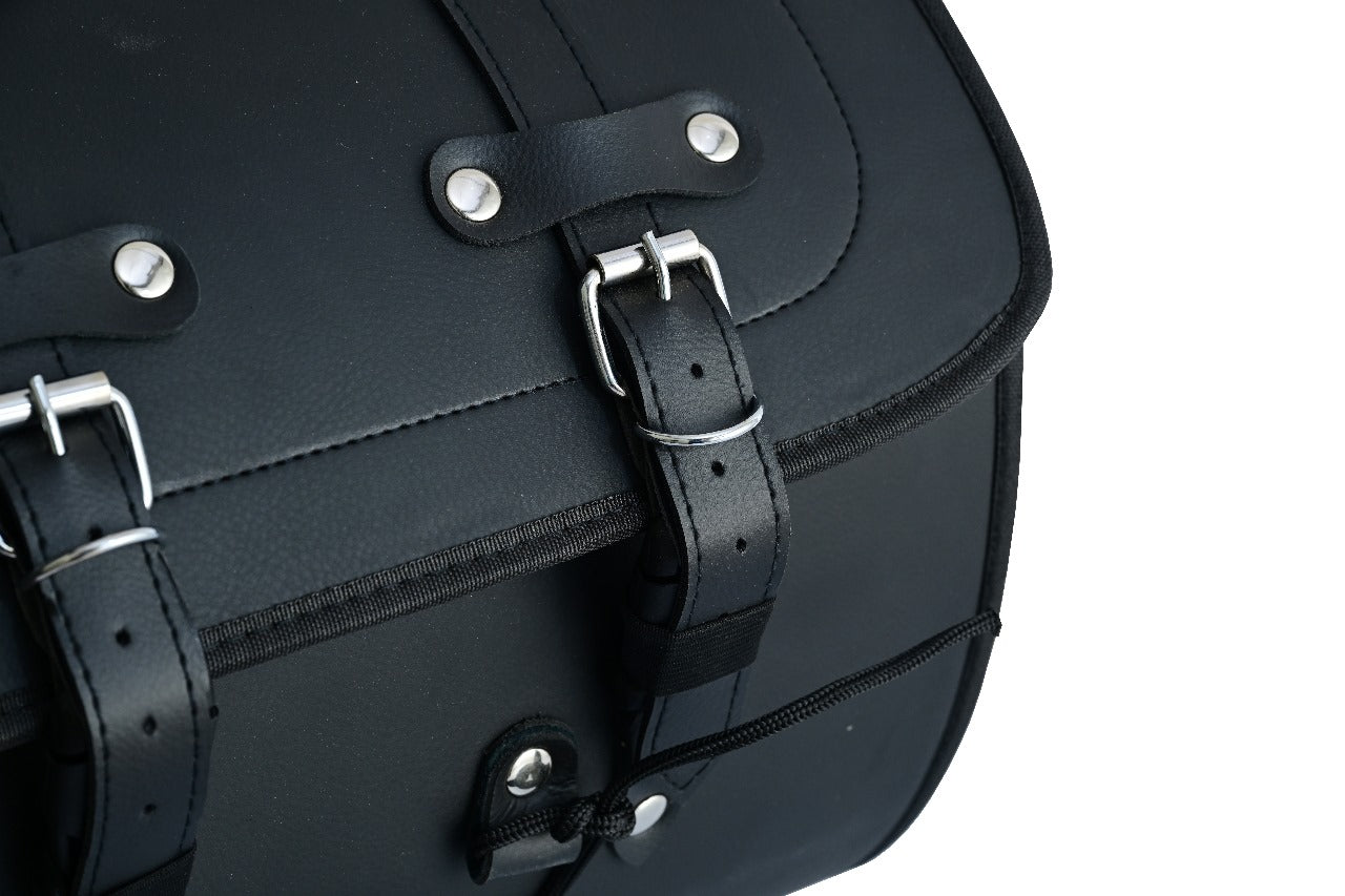 Vance Premium PVC Motorcycle Tail Bag | Durable Travel Storage Bag with Quick-Release Straps & Side Pockets - Strap Buckles